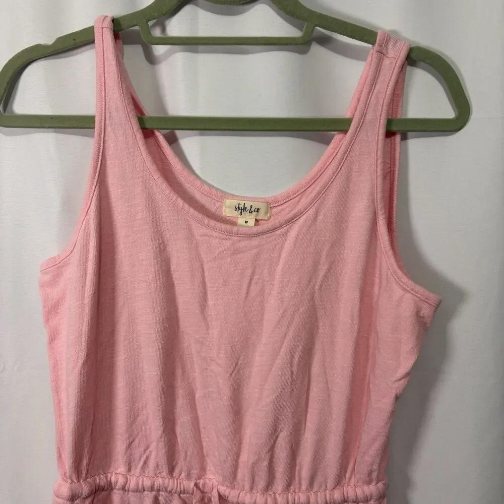 Style & Co Women's Drawstring-Waist Cotton Knee Length Dress Pink Medium - Picture 2 of 7